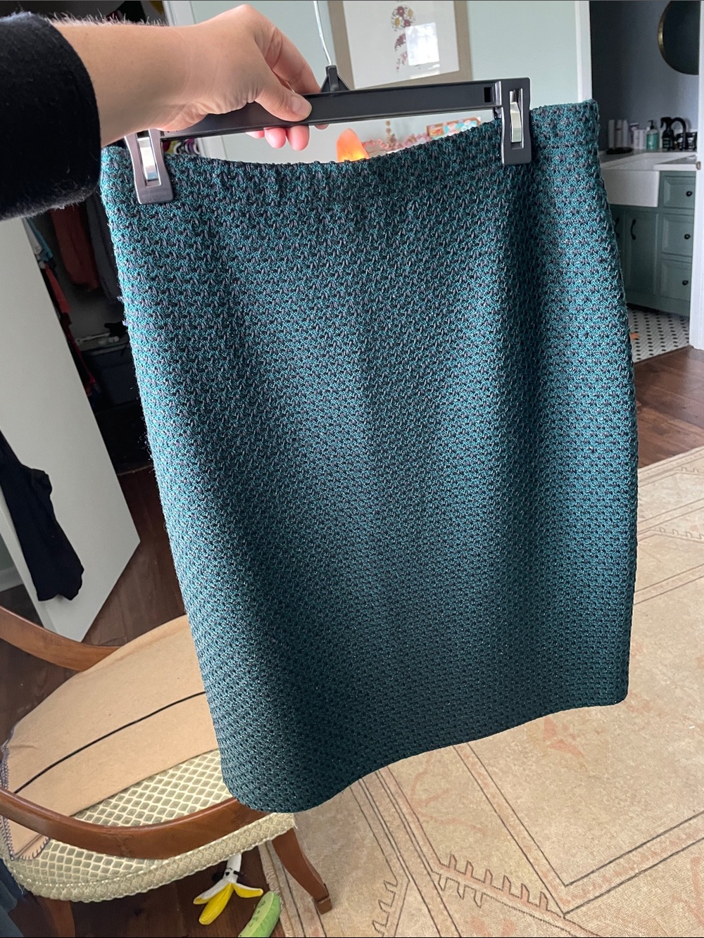 St. John Collection Green & Black Knit Pencil Skirt Medium